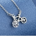 thumbnail image 2 of Bike 925 Silver Bicycle Pave Lab Created Diamond Pendant Chain Necklace 18" Chain, 2 of 2