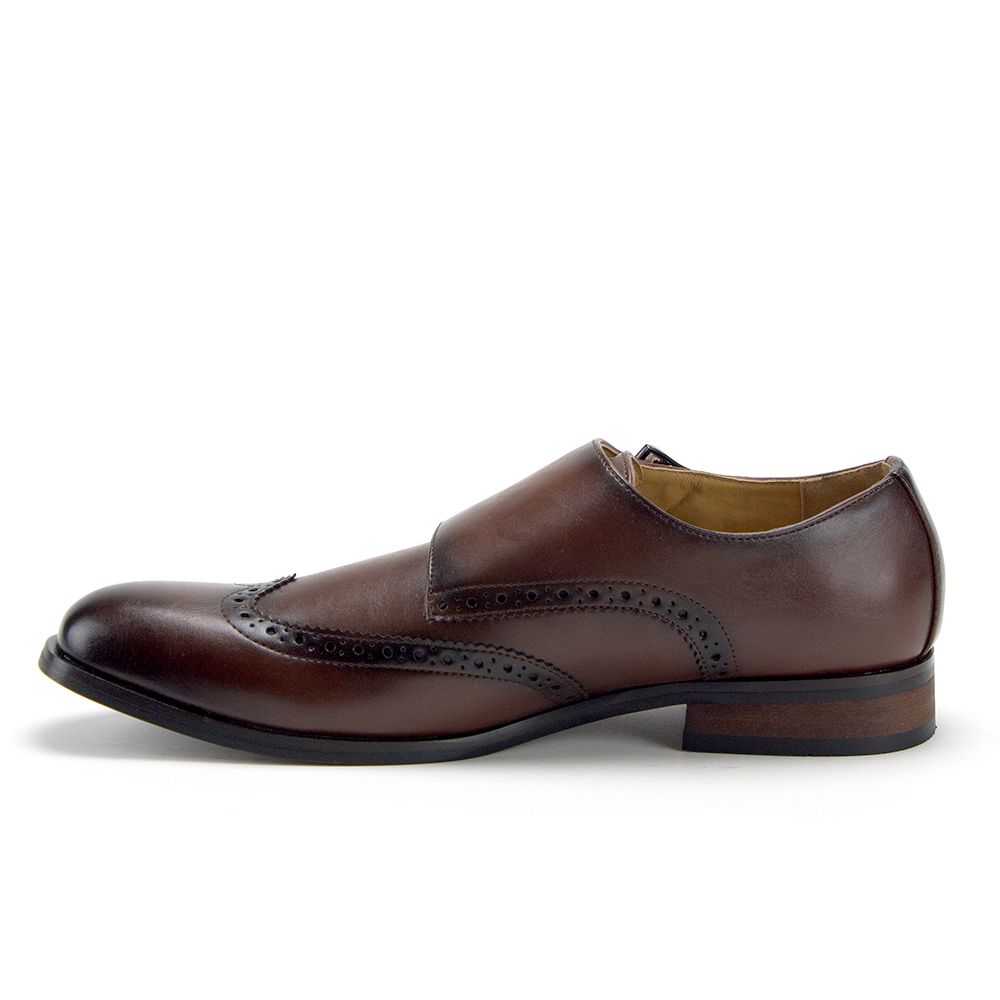 J'aime Aldo Men's C-390 Wing Tip Double Monk Strap Loafers Dress Shoes, Dark Brown, 13 - image 2 of 3