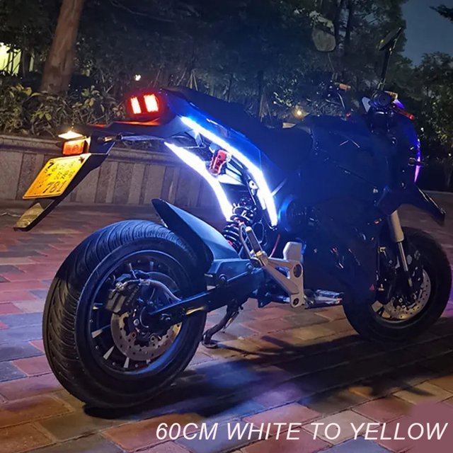 Luces de señal de giro para motocicleta, luces LED de circulación diurna, luz trasera DRL impermeable, tira de decoración, luz de flujo de freno, 2 piezas