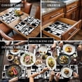 thumbnail image 3 of Minimalist Square Stripe Placemats Set of 4,Wipeable Washable Table Mats for Dining Tables, Black Grey Rectangle on White Place Mats for Kitchen Event Party Tabletop Decor, 3 of 9
