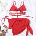 thumbnail image 3 of Abcnature Women's Bikini Swimsuits Sets, Thong Bikini Sets Beach Cover Up Chiffon Skirt Bikini Coverup Wrap New Swimwear Bikini Sets for Women Red L, 3 of 4