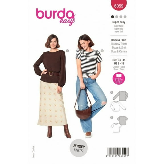 Burda Sewing Pattern 6059 Tops 8-18 (34-44)