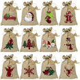 thumbnail image 1 of Bolsas de regalo navideñas de arpillera BORAMDO, paquete de 24 con cordones, 1 of 7
