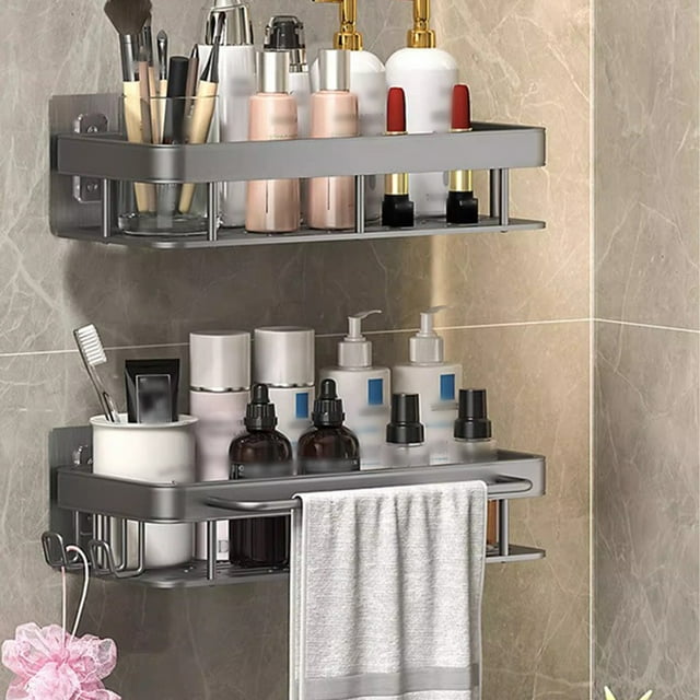 TIMIFIS Storage Rack Shower Trolley Rack Storage Rack Internal Shower Self Adhesive Rack Storage Rack Aluminum Alloy Bathroom Shower Wall Storage Rack Bathroom Accessories