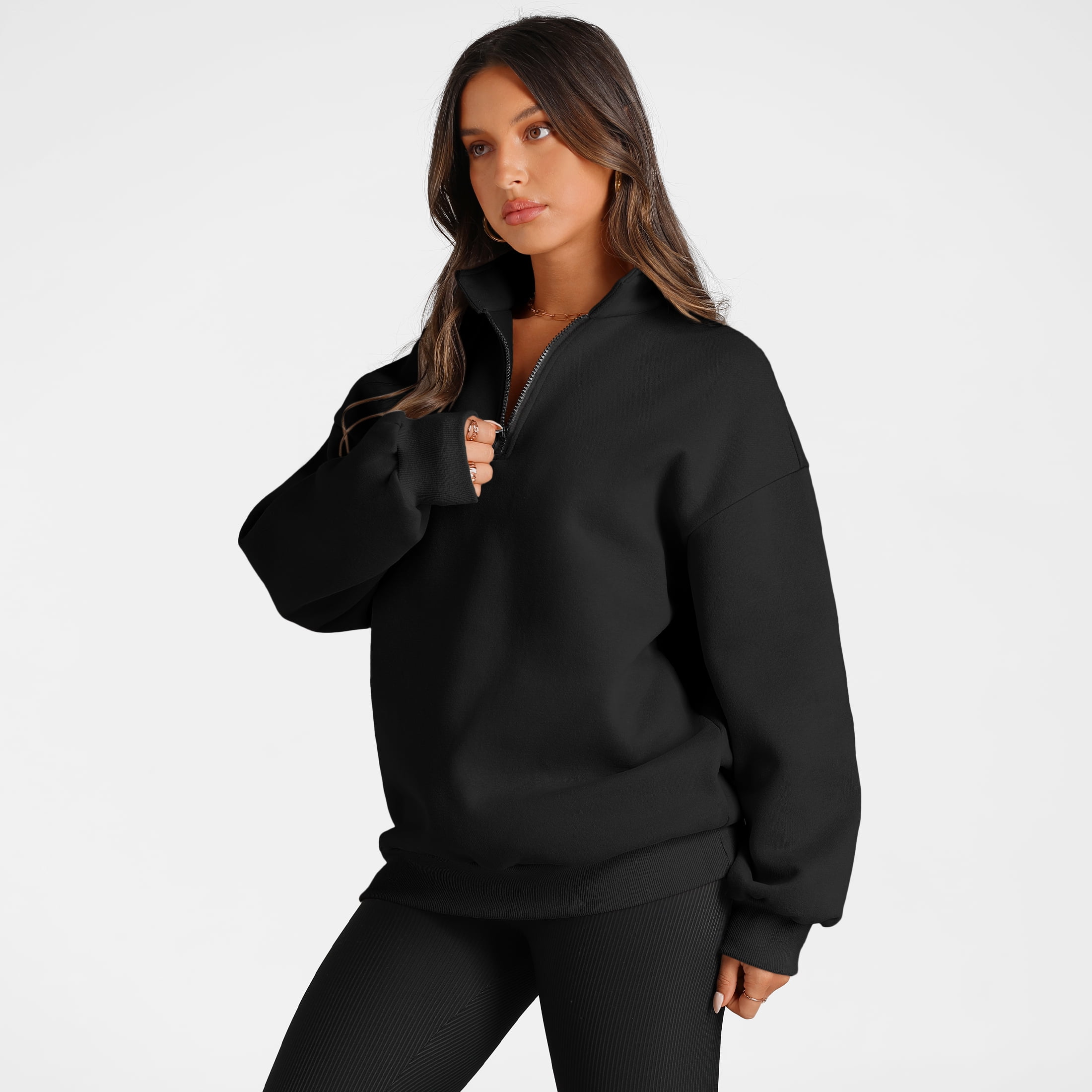 SUNBS Womens Oversized Sweatshirts Half Zip Pullover Fall Fashion Hoodies Long Sleeve Shirts Clothes