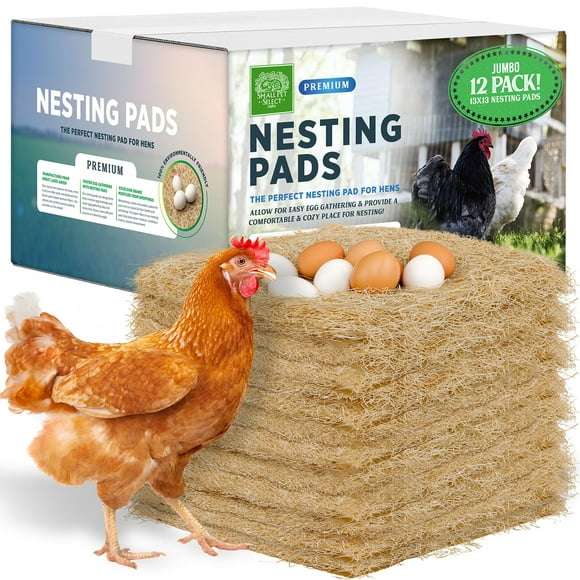 Small Pet Select - Tapis de Nidification pour Poules (Lot de 12), 13x13, pour Poules, s'Adapte à la Plupart des Boîtes de Nidification, Doublures de Nid de Poulailler