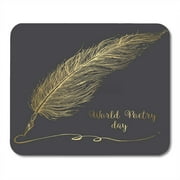 Quill Sketch of Fountain Pen World Poetry Dai Gold Mousepad Mouse Pad Mouse Mat 9x10 inch