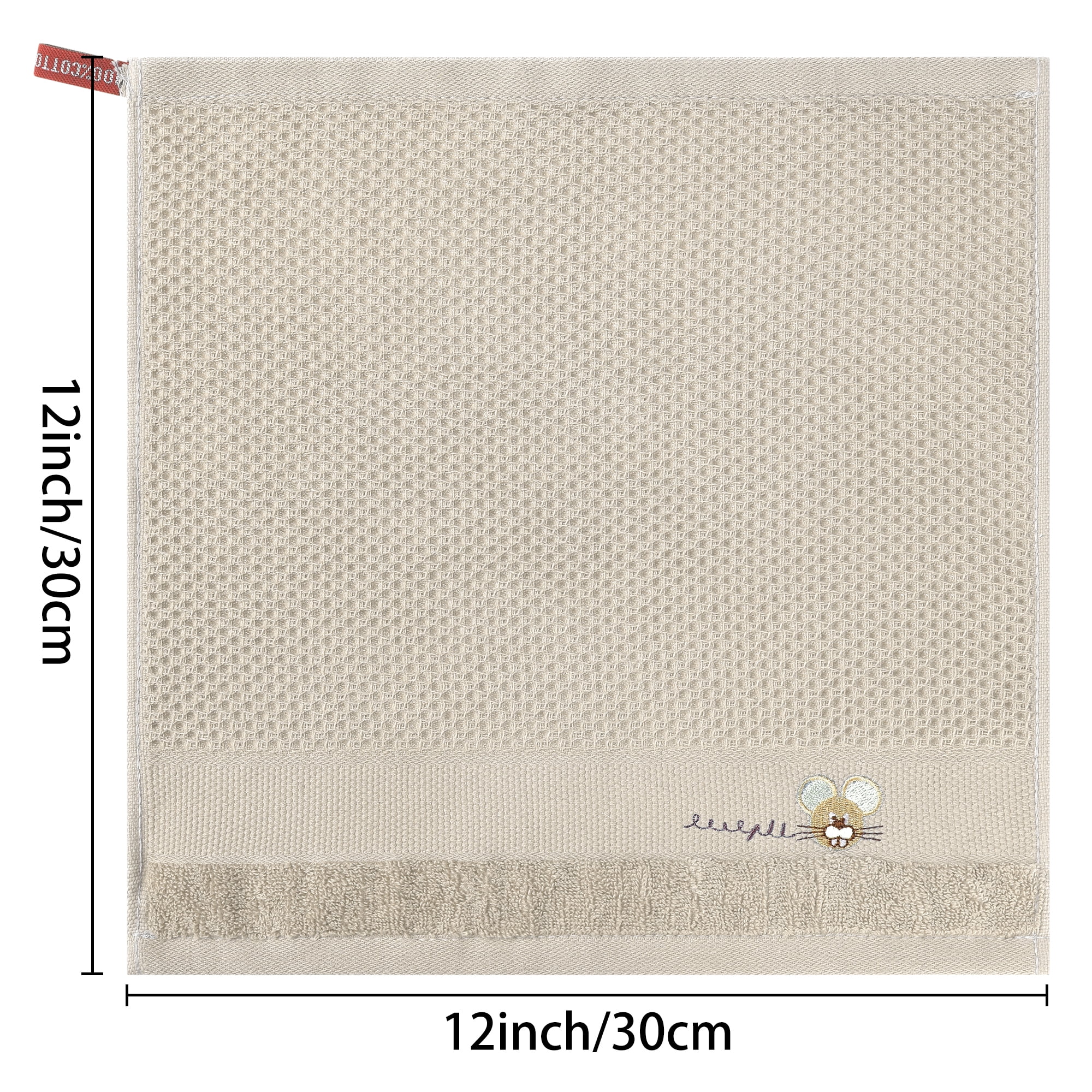 REGALWOVEN Cotton Cleaning Cloth, 6 Pack Cleaning Rag Solid Kitchen Towels for Dish Drying Washing Lint Free Rags Khaki 12' x 12'