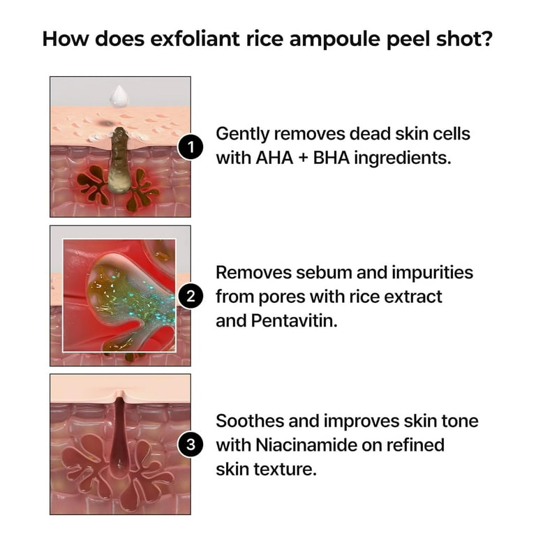 Peel  Glow Rice Ampoule Duo White rice ampoule+Black rice ampoule Soft Exfoliating Face and Body Scrub Dead Skin Cells, Blackheads Remover for All Skin Types