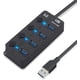 thumbnail image 1 of Hub USB 3.0 Universal 4 Puertos Multi USB 3.0 Splitter Hub 5 Gbps SuperSpeed Multi USB Hub Portátil con 4 Interruptores de Encendido/Apagado Individuales, Indicadores LED para Windows/iOS, 1 of 5