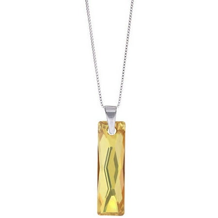 - Pori Jewelers Genuine Swarovski Queen Baguette Metallic Sunshine Crystal Sterling Silver Pendant Chain Necklace