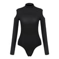 thumbnail image 5 of Riforla Womens off Shoulder Thong Bottoming Shirt Bodysuit Solid Color Basics Women's Bodysuit Black M, 5 of 6