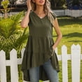 thumbnail image 4 of Lufly Pluz Size Tops for Women Fashion Solid Color Comfortable Loose T-shirt Sleeveless V-neck Blouse,Army Green,XL, 4 of 5