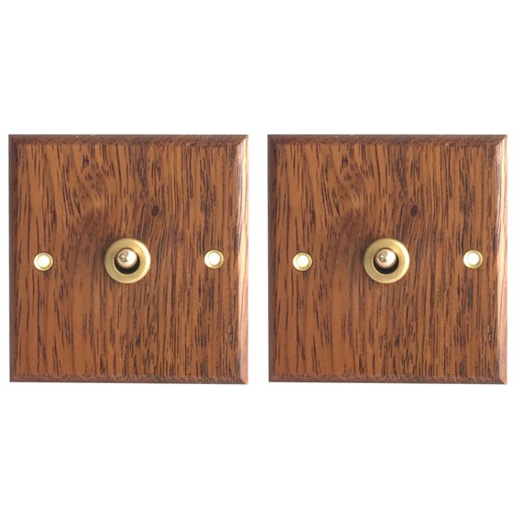 3X 86 Type Solid Wood Panel Switch Wall Light Retro Brass Toggle Switch Wood Grain Electrical Switch Socket 1- Switch