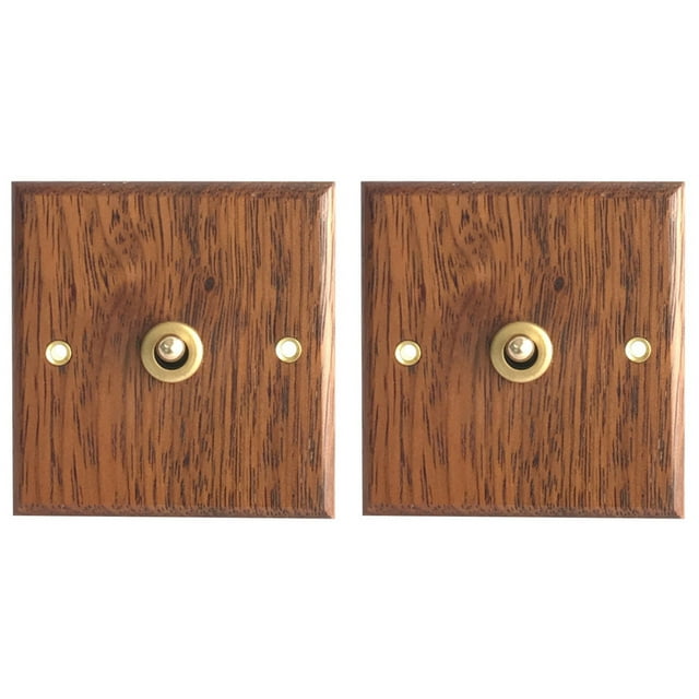 3X 86 Type Solid Wood Panel Switch Wall Light Retro Brass Toggle Switch Wood Grain Electrical Switch Socket 1- Switch