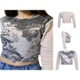 thumbnail image 3 of AMERTEER T-shirt à Col Rond pour Femmes à Manches Longues Rétro Floral Slim Base Shirt, 3 of 5