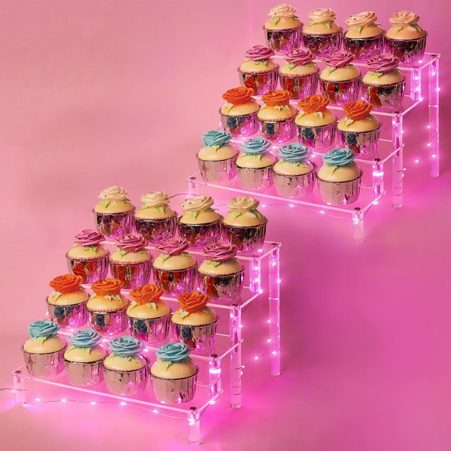 Estante de exhibición para tartas Soporte de 4 niveles para cupcakes Soporte de acrílico multifuncional y duradero Accesorios de montaje incluidos Ideal para postres, cosméticos, cristalería