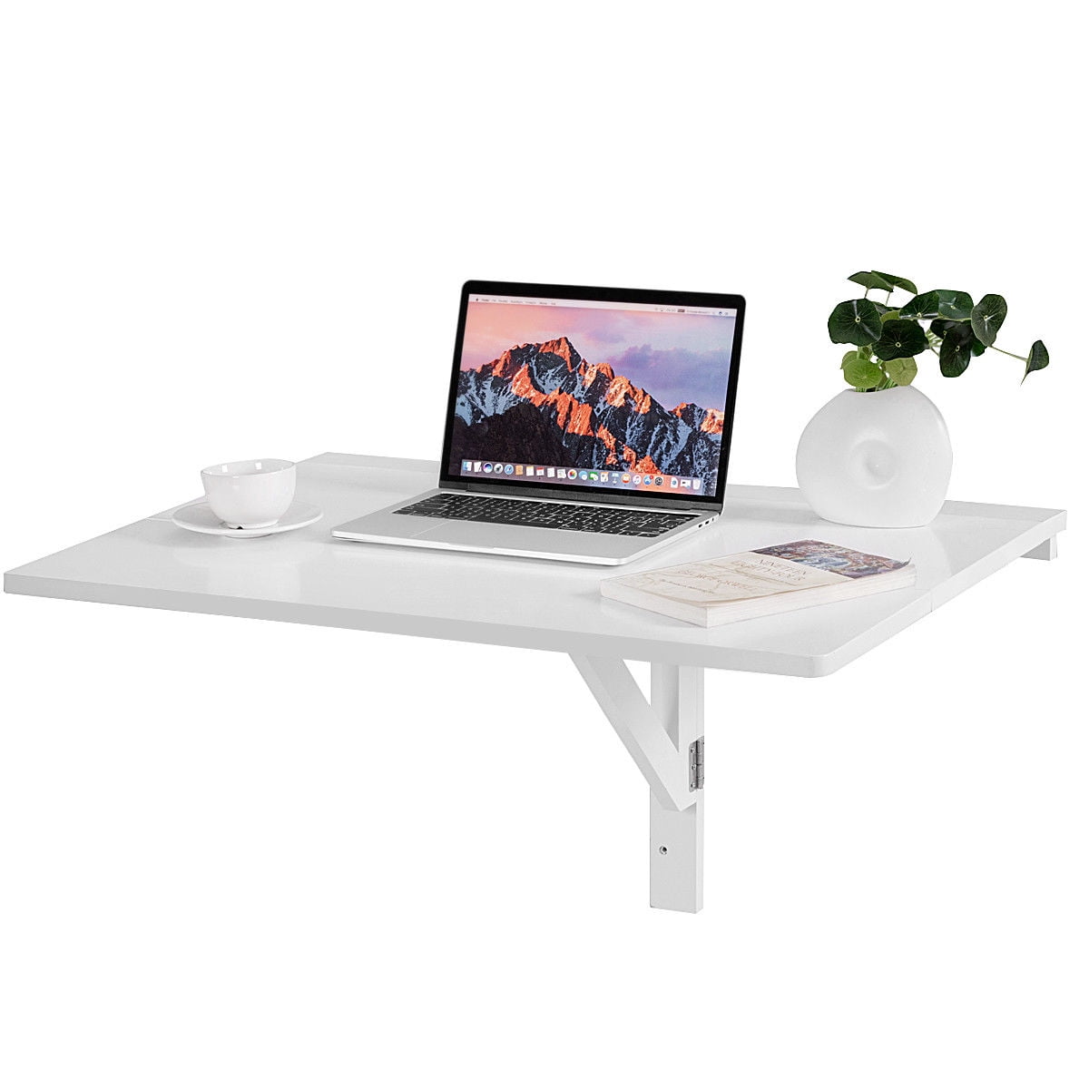 White Wall Mount Floating Folding Computer Desk For Home Office PC Table US 