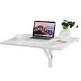 thumbnail image 1 of Gymax Wall-Mounted Drop-Leaf Table Folding Kitchen Dining Table Desk Space Saver White, 1 of 10