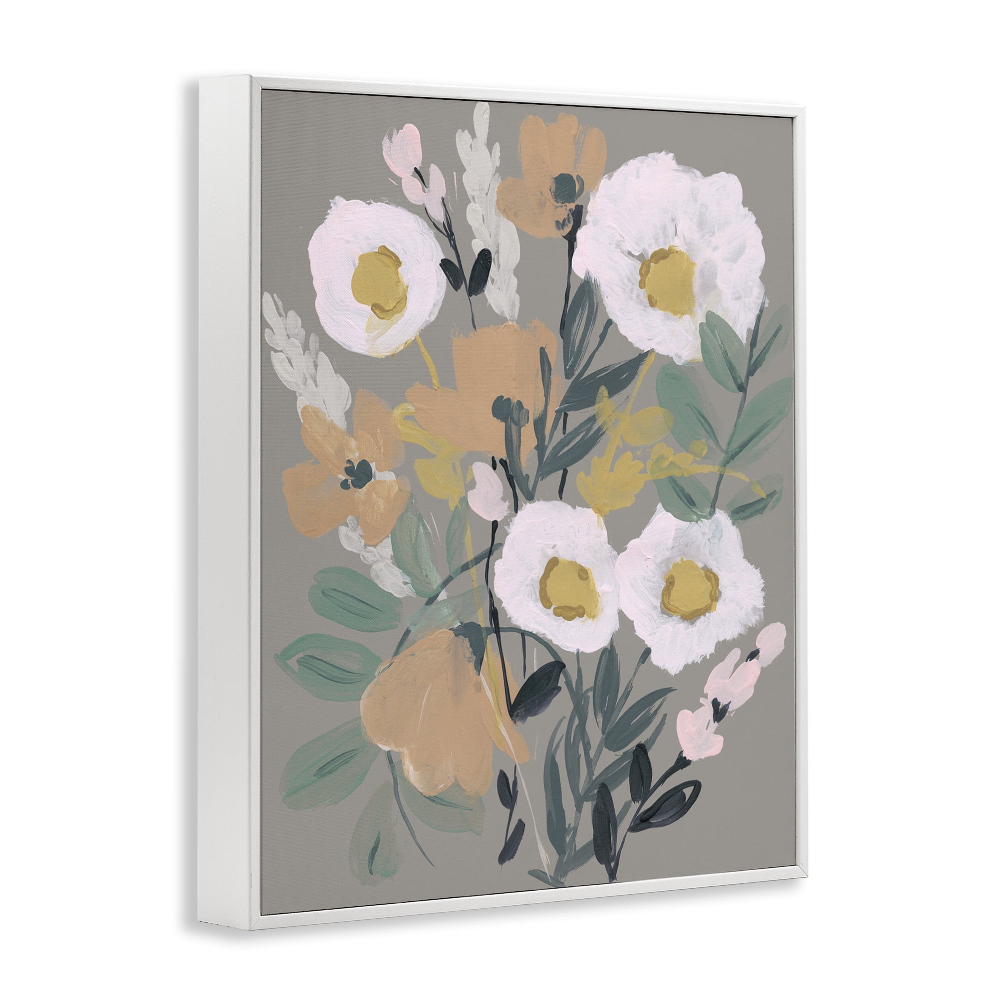 Stupell Industries Modern Poppies Collage Botanical & Floral Painting White Framed Art Print Wall Art, 11 x 14