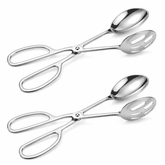 PLERISE2-Pack Serving Tongs for Cooking Buffet Party Catering, Thickened Food Serving Cake Bread Kitchen Salad Tongs, Stainless Steel