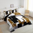 thumbnail image 4 of YST Abstract Geometric Comforter Set Full Yellow Black Grey White Square Bedding Set Glitter Stars Sequins Down Comforter For Kids Adults,Geometry Grids Bed Set For All Season Room Decor, 4 of 6