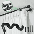 thumbnail image 2 of Soporte Set 3 Cortinero Para Pared Ajustable Gancho Doble negro, 2 of 5