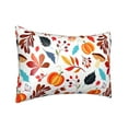 thumbnail image 2 of Bingfone Autumn Pumpkins Fall Leaves Print Satin Pillowcase for Hair - Standard Size with Zipper Silky & Soft Pillow Covers,20x30 inches, 2 of 8