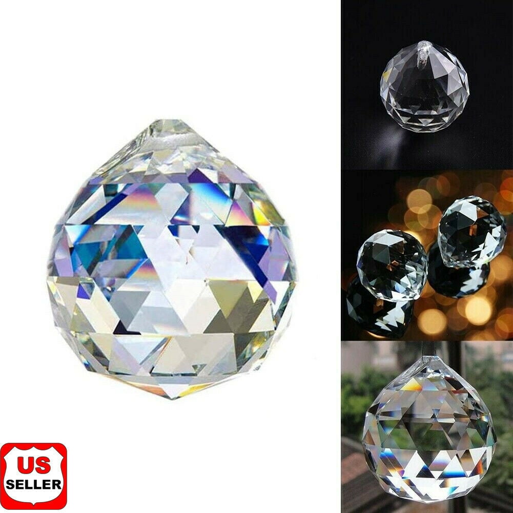 10pcs Light Blue Crystal Feng Shui Ball Prism Hook Hanging Ornament Gifts 40mm 
