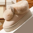 thumbnail image 7 of Bunny Ears Slippers For Women Men Cute Fluffy Animal Slippers Warm Winter Wear Home Cozy Furry Soft Indoor Kawaii Shoes Beige 39, 7 of 7