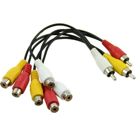 3 RCA Male Jack to 6 RCA Female Plug Splitter Audio Video Av Adapter (Best Cable Tv Splitter)