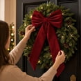 thumbnail image 2 of Large Decorative Bow, Velvet Fabric Bow, Long Tail Holiday Accent for Christmas Trees Doors and Mantels, Burgundy, 25.60 x 14.96 in, 2 of 6