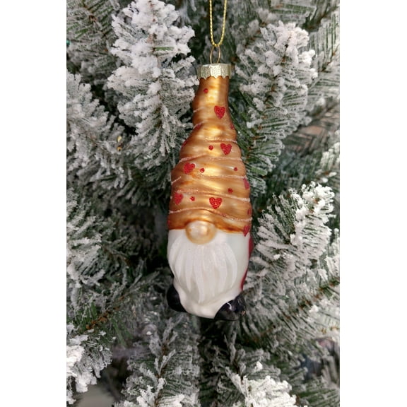 Christmas Glass Ornament - Yellow Gnome by Wizardi F07M3-2 HB-SY25714