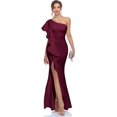 thumbnail image 1 of HSHDLDF Women's One Shoulder Ruffled Split Mermaid Evening Gown Cocktail Long Formal Dress, 1 of 6