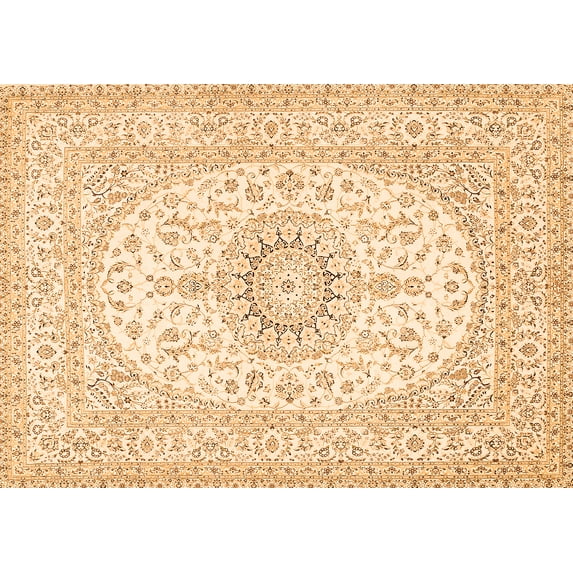 Ahgly Company Indoor Rectangle Medallion Orange Traditional Area Rugs, 5' x 7'