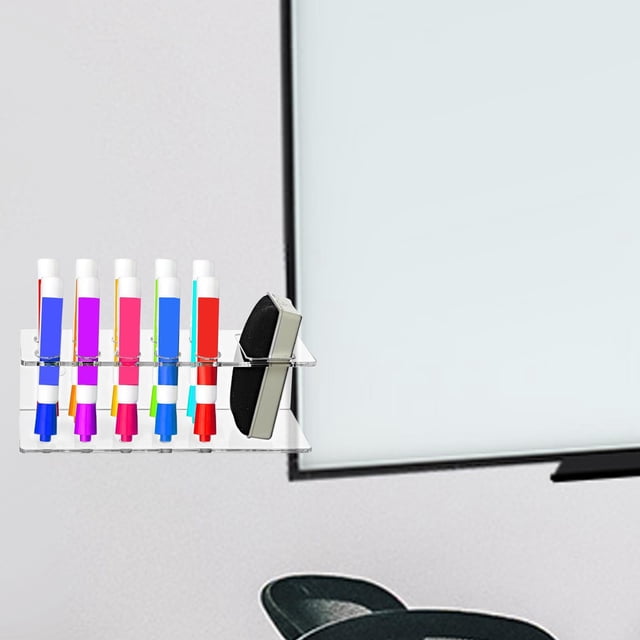 Colaxi Dry Erase Marker Holder Whiteboard Marker Holder Office Desk Organizer Eraser Storage Rack White Board Marker Rack for School Clear