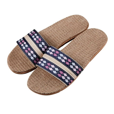 

〖Yilirongyumm〗 Dark Blue 42-43 Slippers For Women Slippers For Fashion Ladies Women Breathable Bohemia Beach Slip On Shoes Flats Casual Sandals