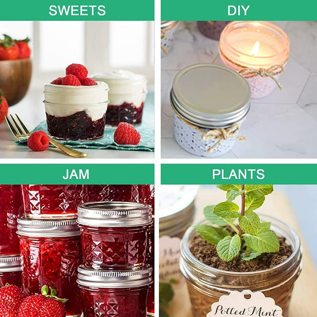 16-Piece Mini Mason Jar Set - 4 oz Jelly Jars with Lids for Honey, Jam, Wedding Favors & Spice Storage