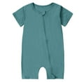 thumbnail image 2 of VBTAPA Baby Pajamas Short Sleeve Footless Rompers 2 Way Zipper Sleepers Boy Girl Romper Summer Clothes Outfit Green 0 Month, 2 of 8
