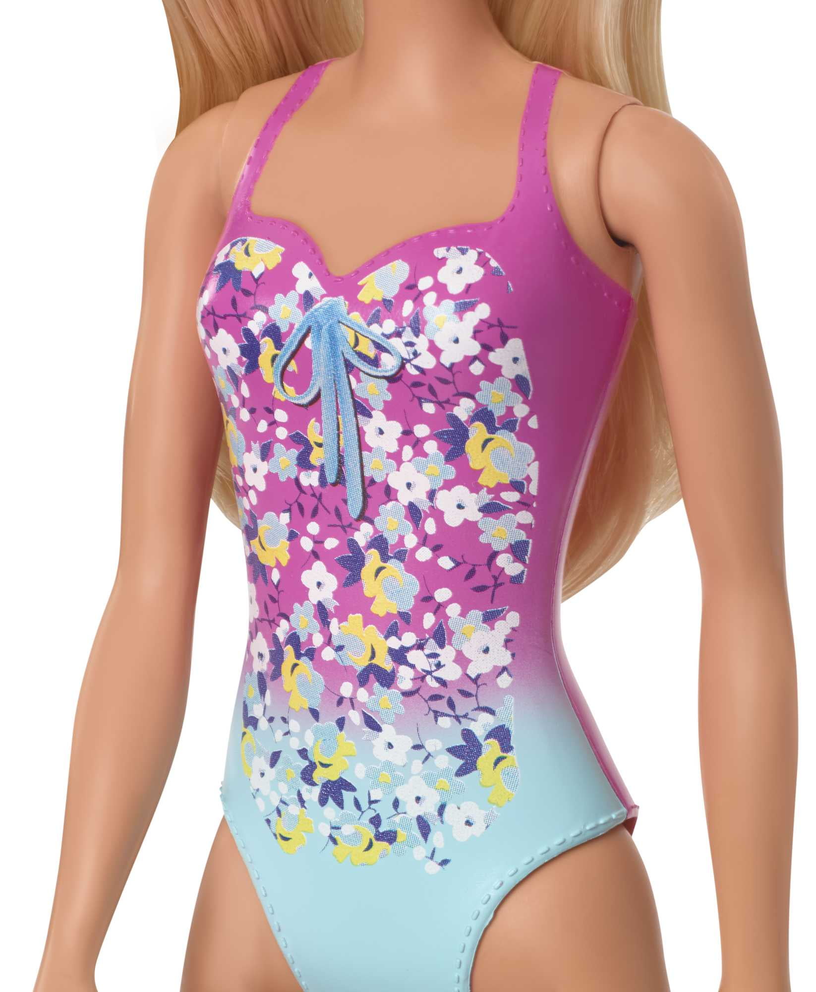 Barbie Swimsuit Beach Doll with Blonde Hair & Pink Floral Print Suit