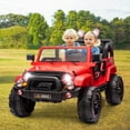 thumbnail image 2 of 12V Electric Kids Ride On Truck Car Jeep Toys 3 Speeds w/MP3,LED,Cover,Remote Control(Red), 2 of 15