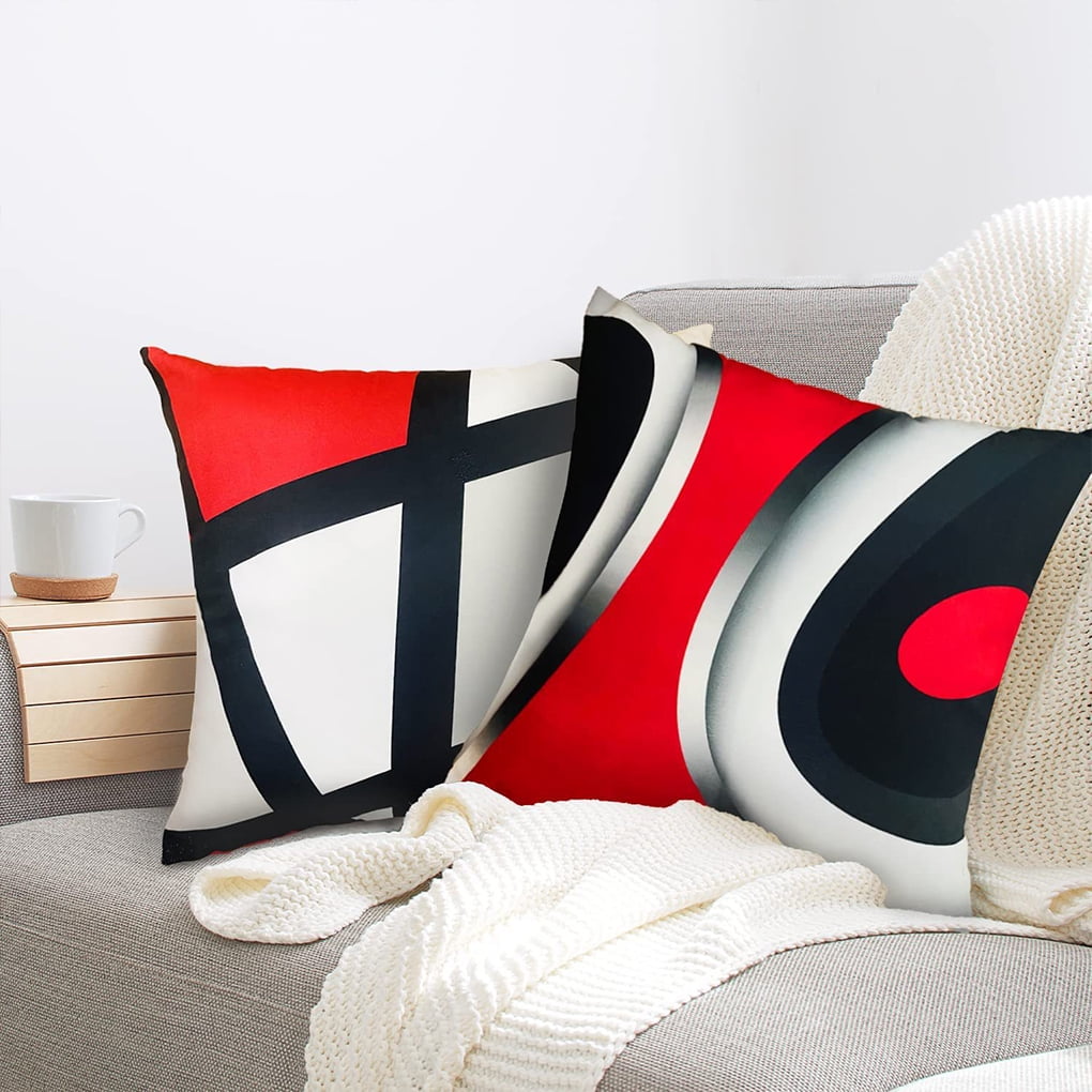 Tssuouriy Red And Black Throw Pillow Covers Stylish And Soft Decorative Cushion Covers Art Painting Pillowcase W0081 1 Other