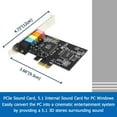 thumbnail image 3 of GODSHARK Tarjeta de sonido PCIe 5.1 Tarjeta de sonido interna para PC Windows 8 7 con soporte de perfil bajo Tarjeta de audio PCI-e estéreo 3D Chip CMI8738 Tarjeta de sonido de 32/64 bits Adaptador PC, 3 of 5