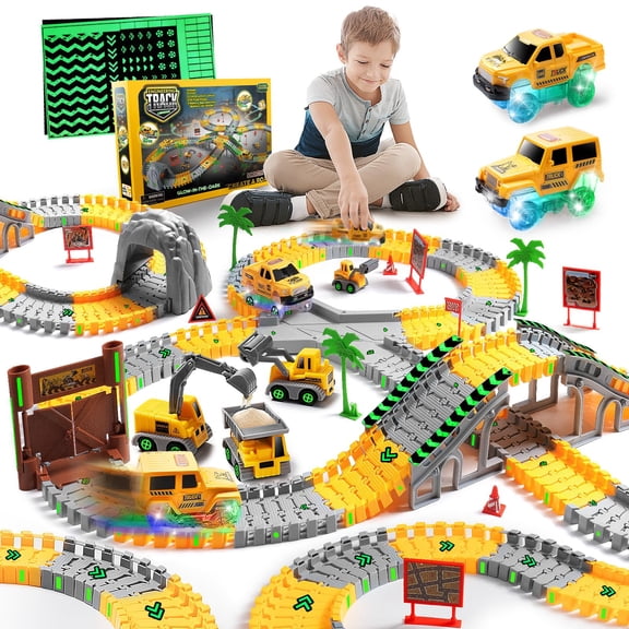 Pistas de carreras Construction Race Tracks Coroiesty 264 unidades con coches para niños