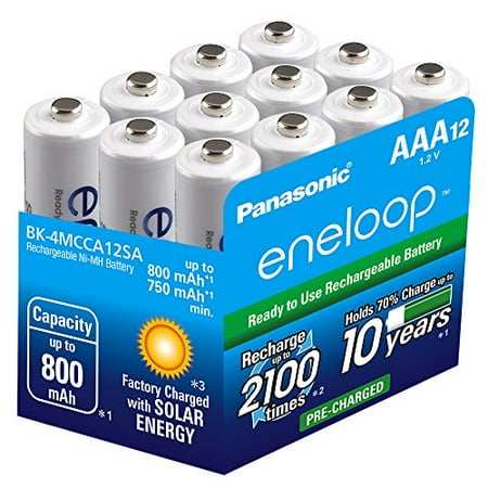 Eneloop Aaa Batteries - Panasonic BK-4MCCA12SA Eneloop AAA 2100 Cycle Ni-MH Pre-Charged Rechargeable Batteries, 12 Pack