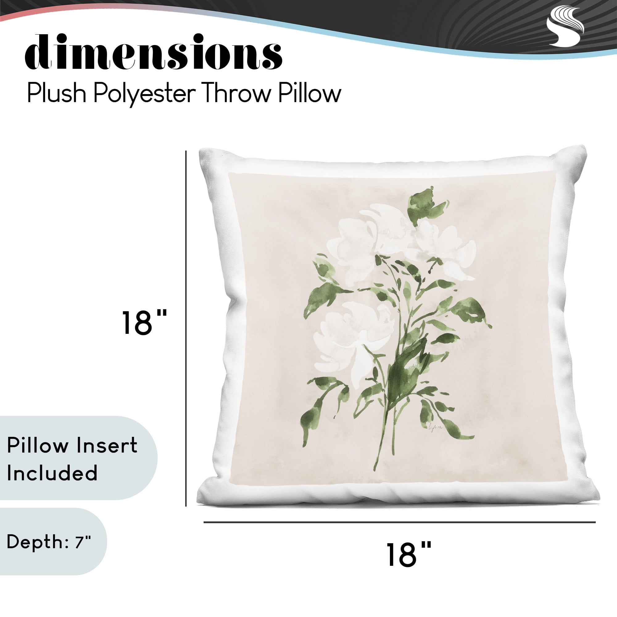 Stupell Industries White on Tan Flower Decorative Printed Throw Pillow, design by Lucille Price