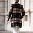 thumbnail image 5 of gbyLJF Men's Winter Checkered Printed Overcoat Mid-length Suit Collar Warm Jacket Casual Business Button Down Outwear with Pockets, 5 of 9