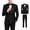 Black, variant on Men's Double Breasted Suit Set, Gold Foil Metallic Print for Wedding Prom Party