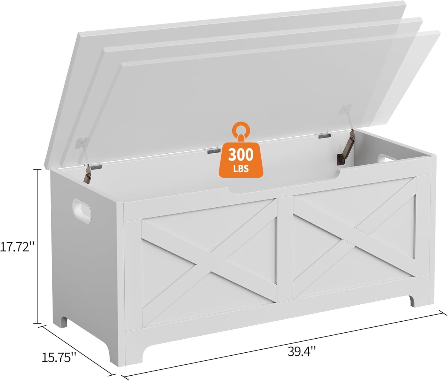 39.4" Storage Chest, Wooden Storage Bench with Safety Hinges, Easy Assembly, Large Toy Chest for Entryway, Living Room, Bedroom