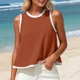 thumbnail image 6 of TGSLY Color Block Contrast Trim Tank Tops for Women Crew Neck Sleeveless Blouses A-Line Flowy Loose Fit Solid Color Going Out Tshirts S, 6 of 6